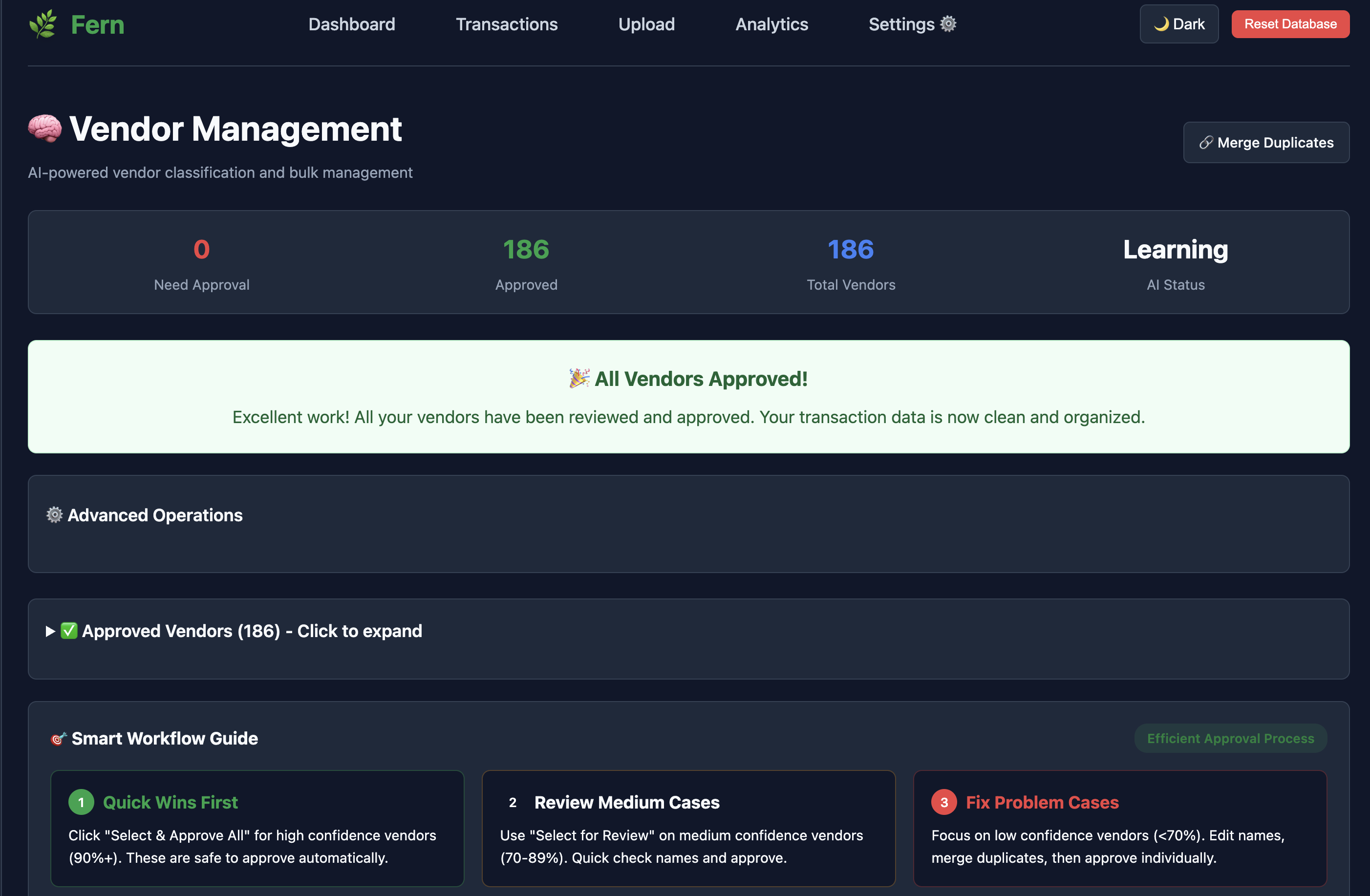Fern Finance Vendor Management